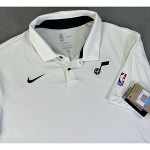 Utah Jazz Nike Polo Shirt Mens Medium White Micro Pique 2.0 NBA Dri Fit New
